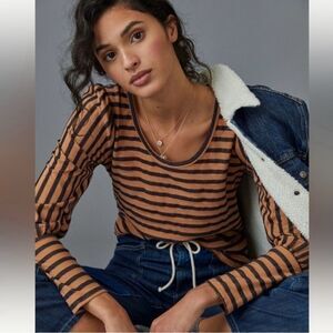 Romantic Anthropologie Amadi Sylvia Striped
Puffed Sleeve Shirt | Size: XS